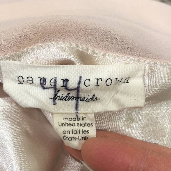 Paper Crown Bridesmaids Dress Size 2 Blush Pink Sheer Plunge Neck - Picture 7 of 9
